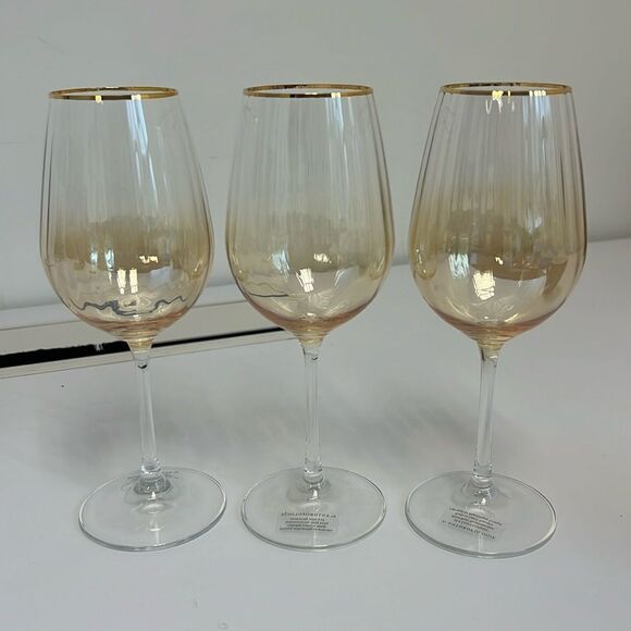 Anthropologie Waterfall Wine Glass Gold Yellow - Picture 2 of 7